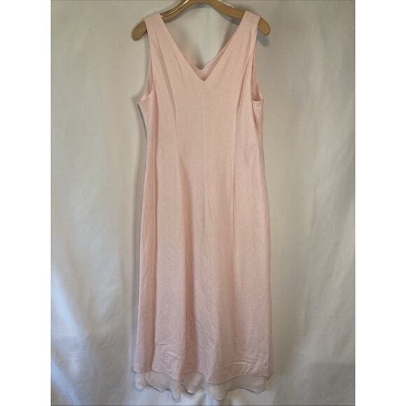 Vintage Plaza South Pink Linen Blend Maxi Dress Coastal Beach Wedding Bridal 18 - Picture 5 of 8